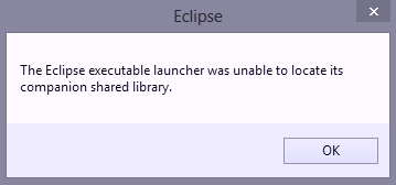 The Eclipse executable launcher was unable to locate its companion shared library